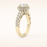 1.05 CT Round Shaped Halo & Pave Moissanite Engagement Ring