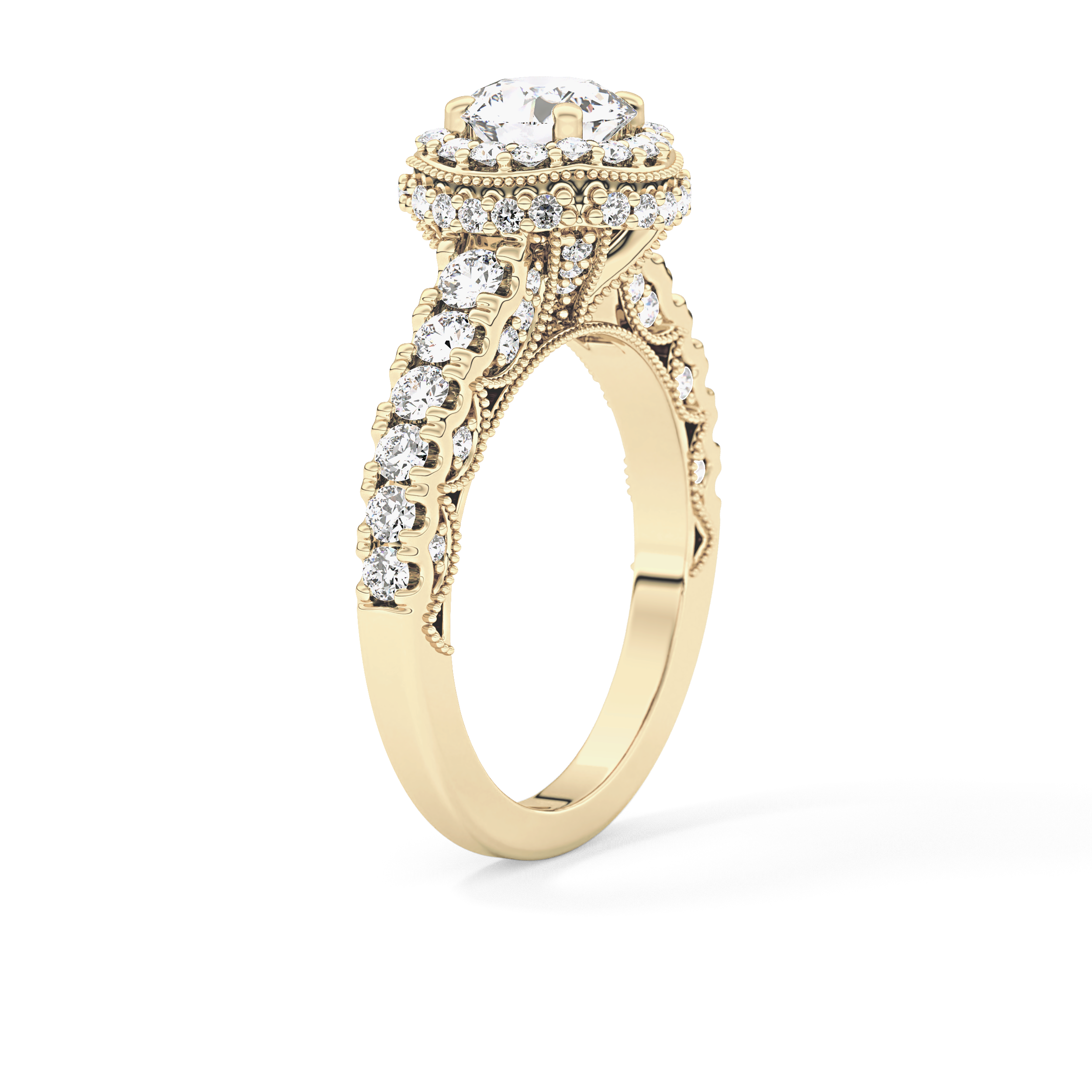 Round Halo & Pave Lab Grown Diamond Engagement Ring