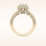 1.05 CT Round Shaped Halo & Pave Moissanite Engagement Ring