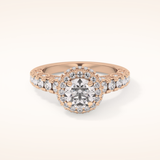 1.05 CT Round Shaped Halo & Pave Moissanite Engagement Ring