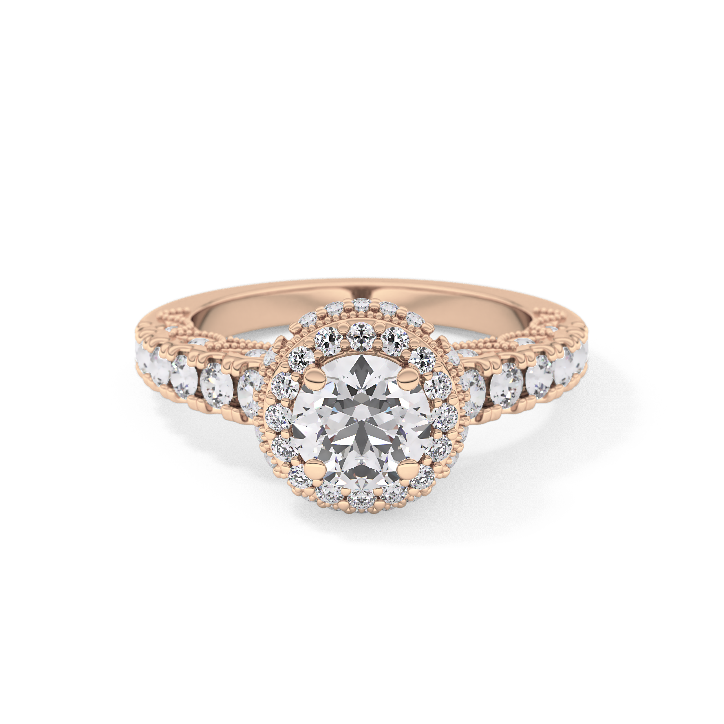 Round Halo & Pave Lab Grown Diamond Engagement Ring