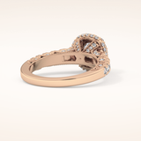 1.05 CT Round Shaped Halo & Pave Moissanite Engagement Ring