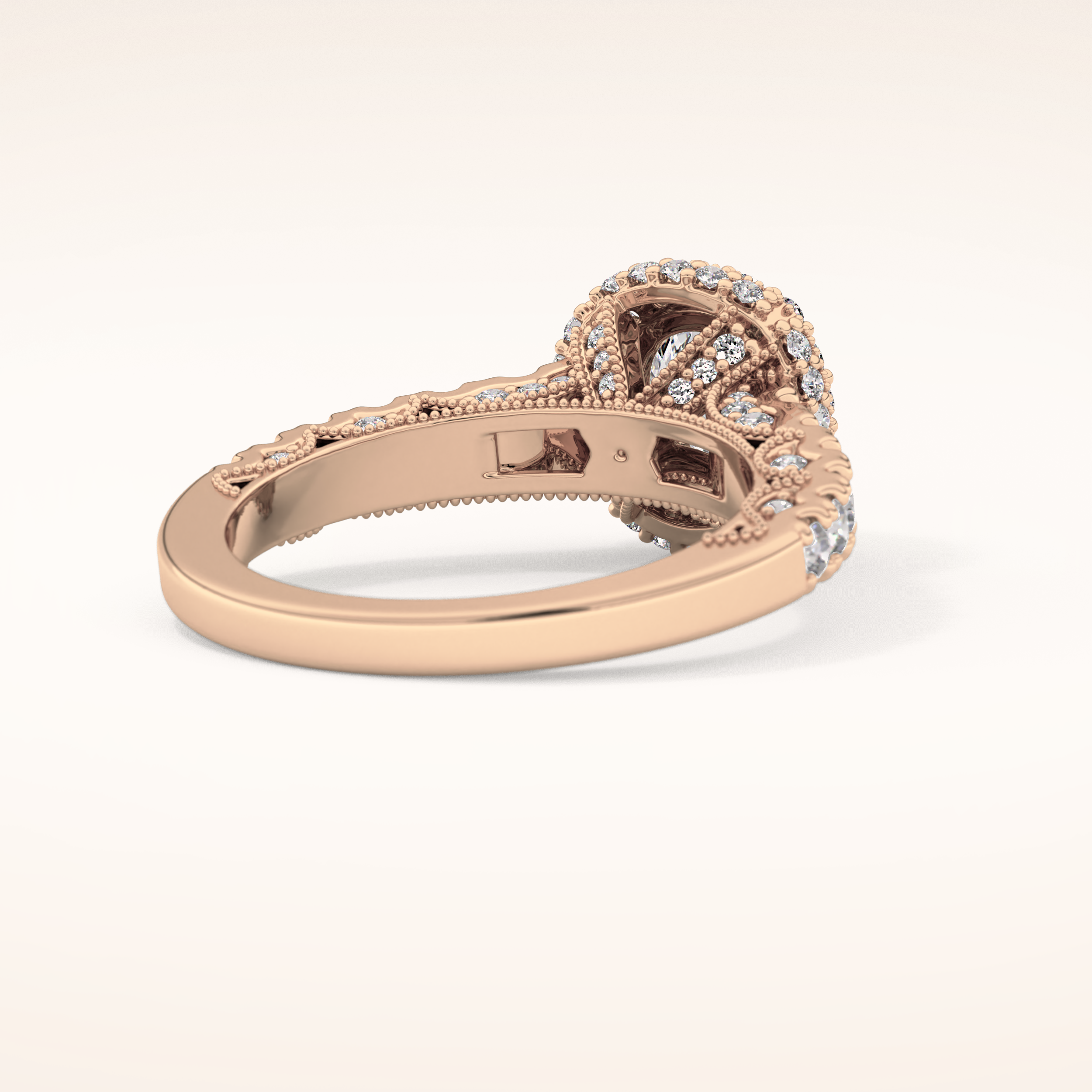 1.05 CT Round Shaped Halo & Pave Moissanite Engagement Ring