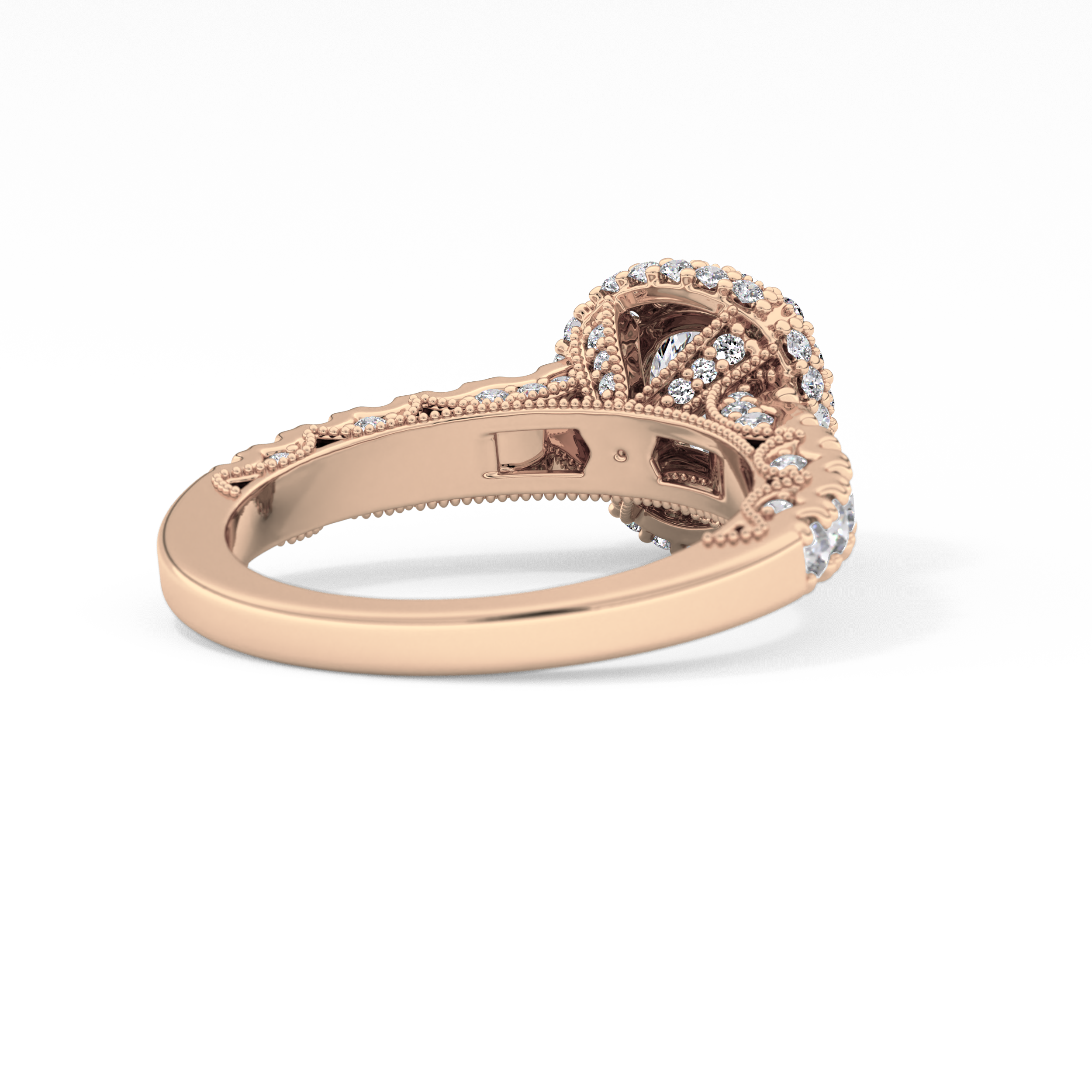 Round Halo & Pave Lab Grown Diamond Engagement Ring