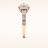 1.05 CT Round Shaped Halo & Pave Moissanite Engagement Ring