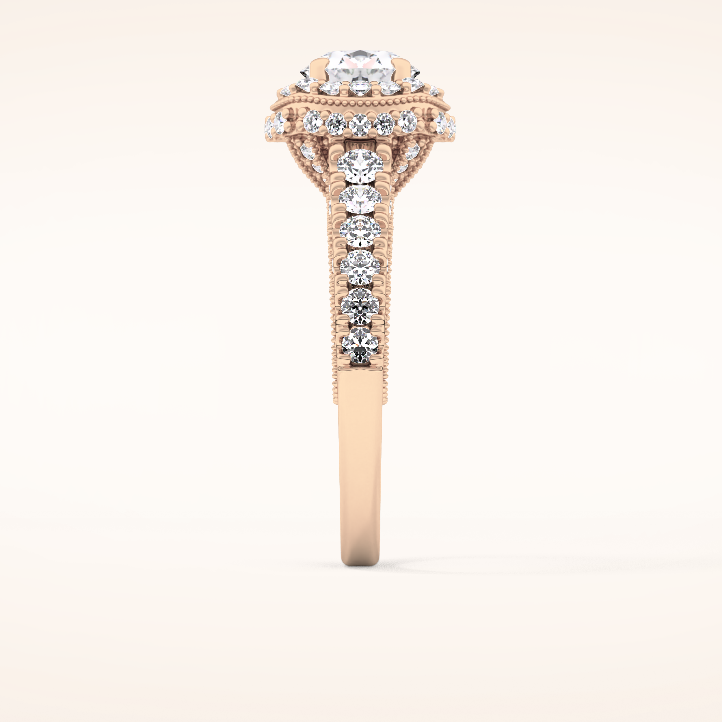 1.05 CT Round Shaped Halo & Pave Moissanite Engagement Ring