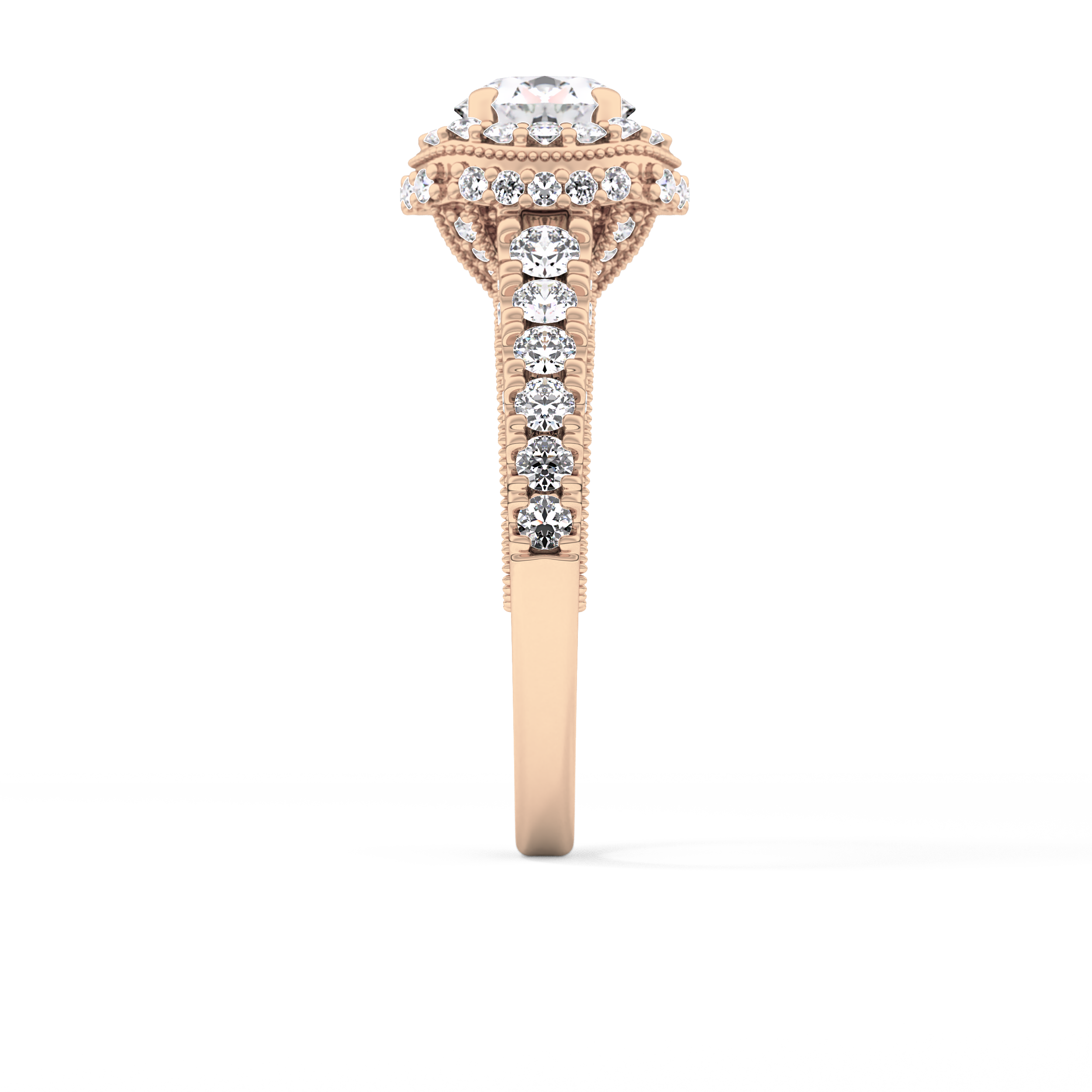 Round Halo & Pave Lab Grown Diamond Engagement Ring