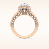 1.05 CT Round Shaped Halo & Pave Moissanite Engagement Ring