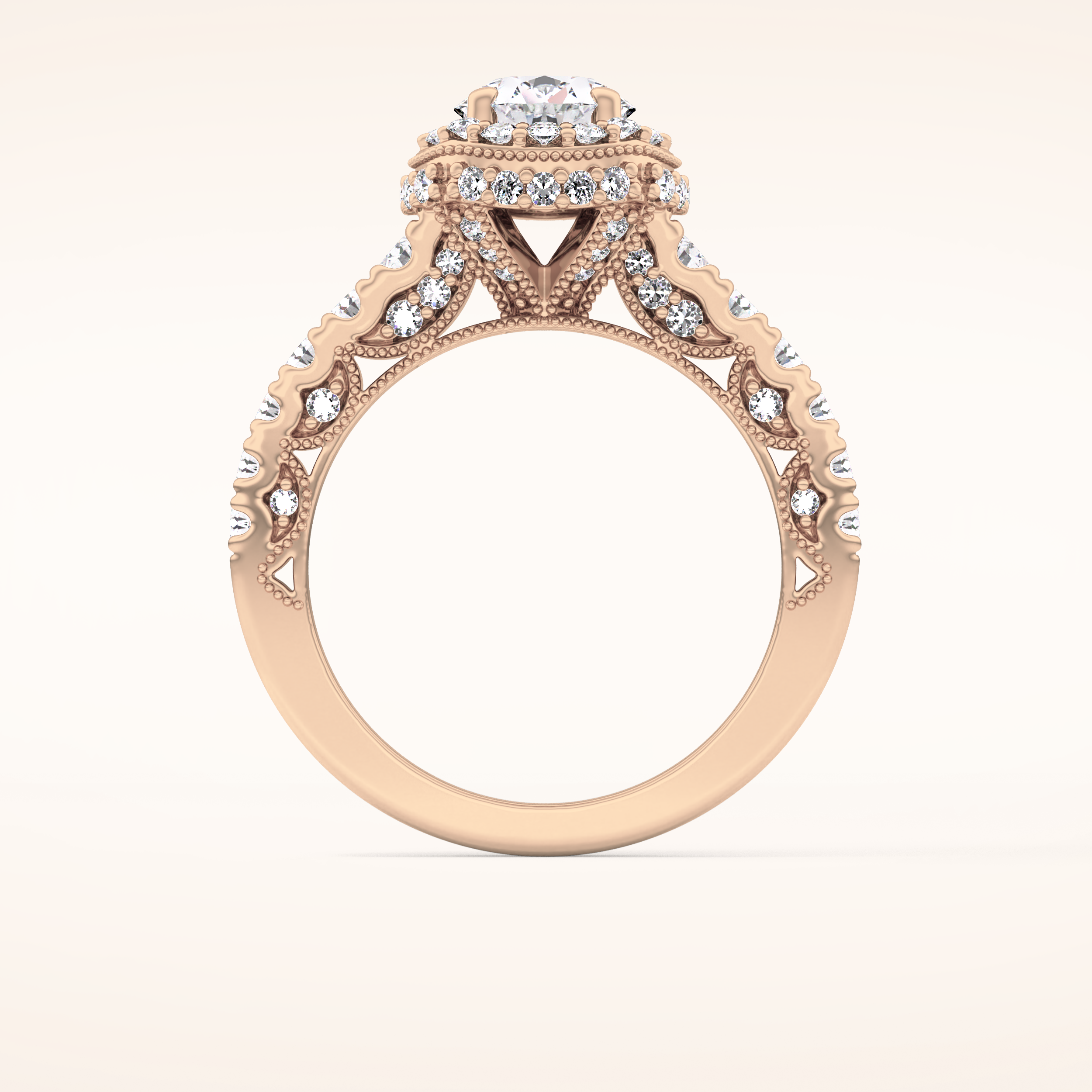 1.05 CT Round Shaped Halo & Pave Moissanite Engagement Ring