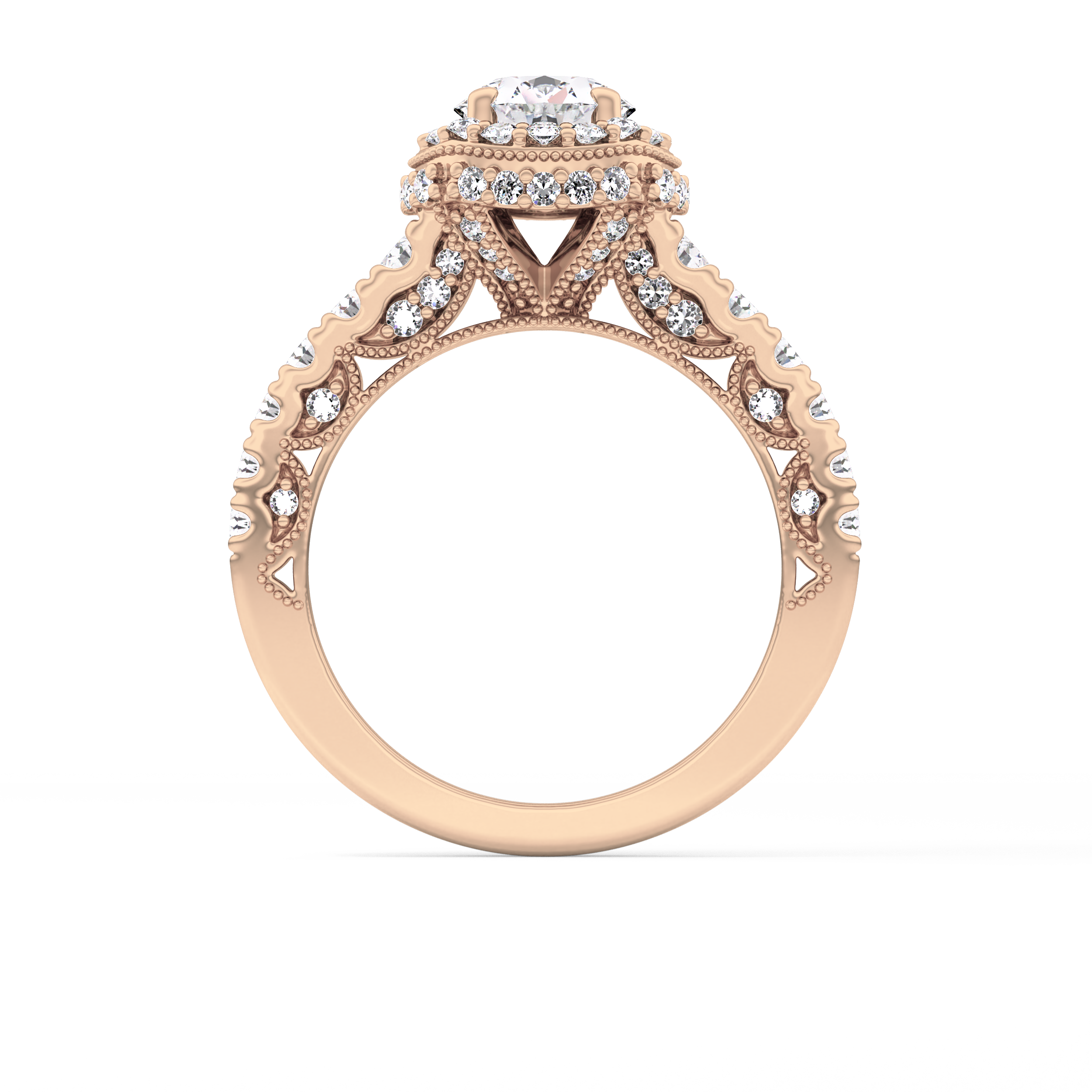 Round Halo & Pave Lab Grown Diamond Engagement Ring