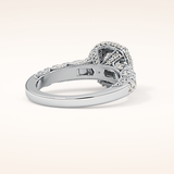 1.05 CT Round Shaped Halo & Pave Moissanite Engagement Ring