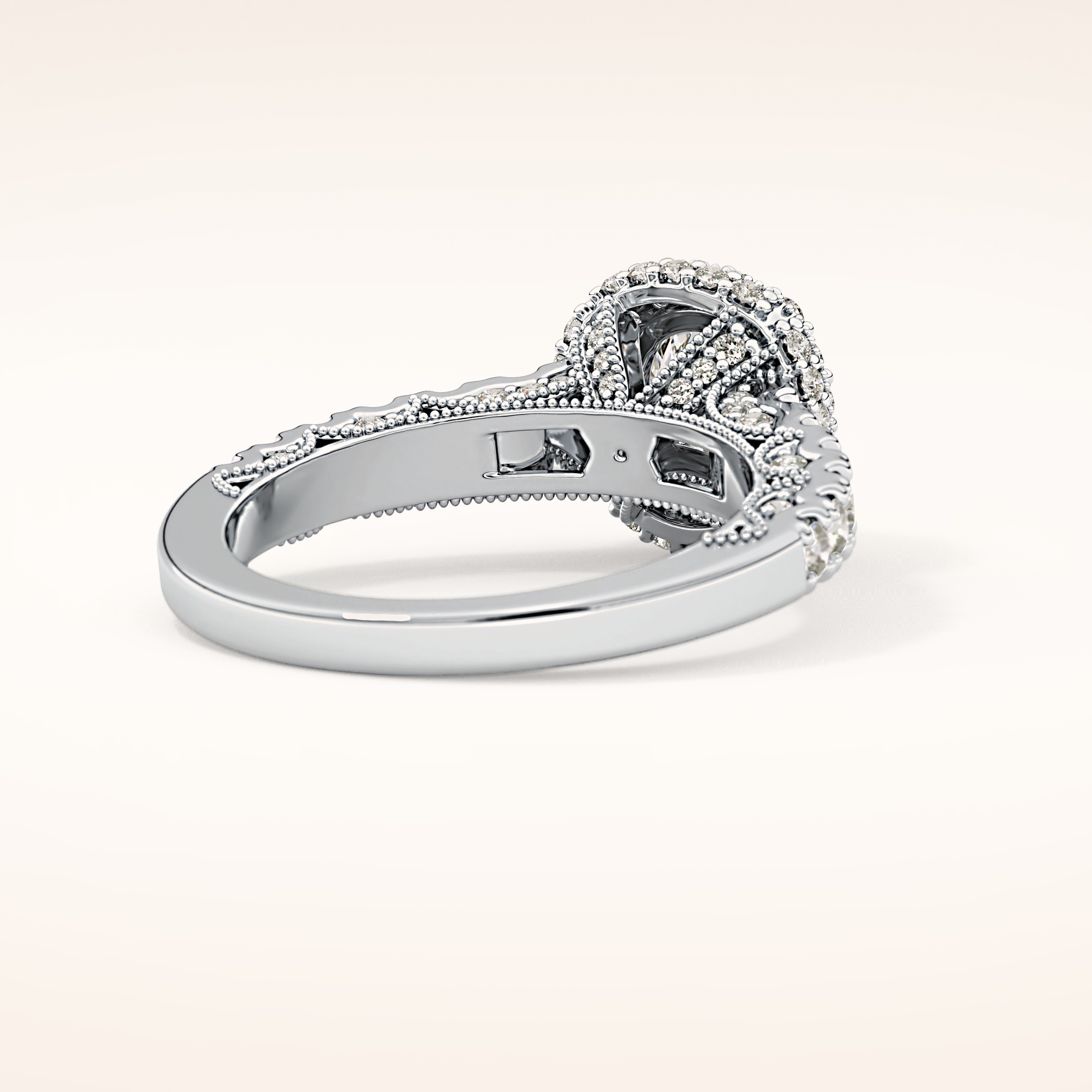1.05 CT Round Shaped Halo & Pave Moissanite Engagement Ring