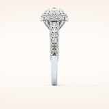 1.05 CT Round Shaped Halo & Pave Moissanite Engagement Ring