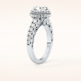 1.05 CT Round Shaped Halo & Pave Moissanite Engagement Ring