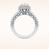 1.05 CT Round Shaped Halo & Pave Moissanite Engagement Ring