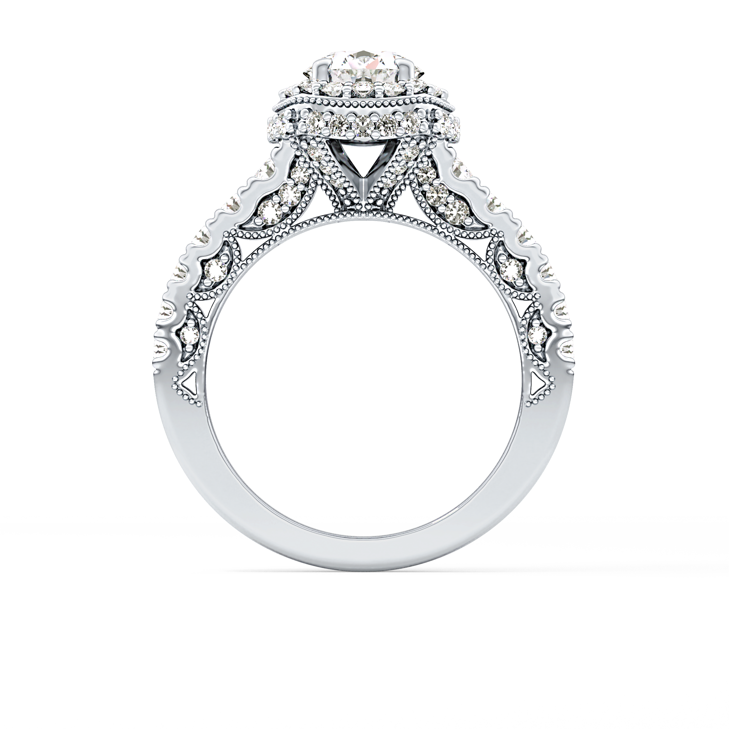Round Halo & Pave Lab Grown Diamond Engagement Ring