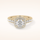 1.15 CT Round Shaped Halo & Pave Moissanite Engagement Ring
