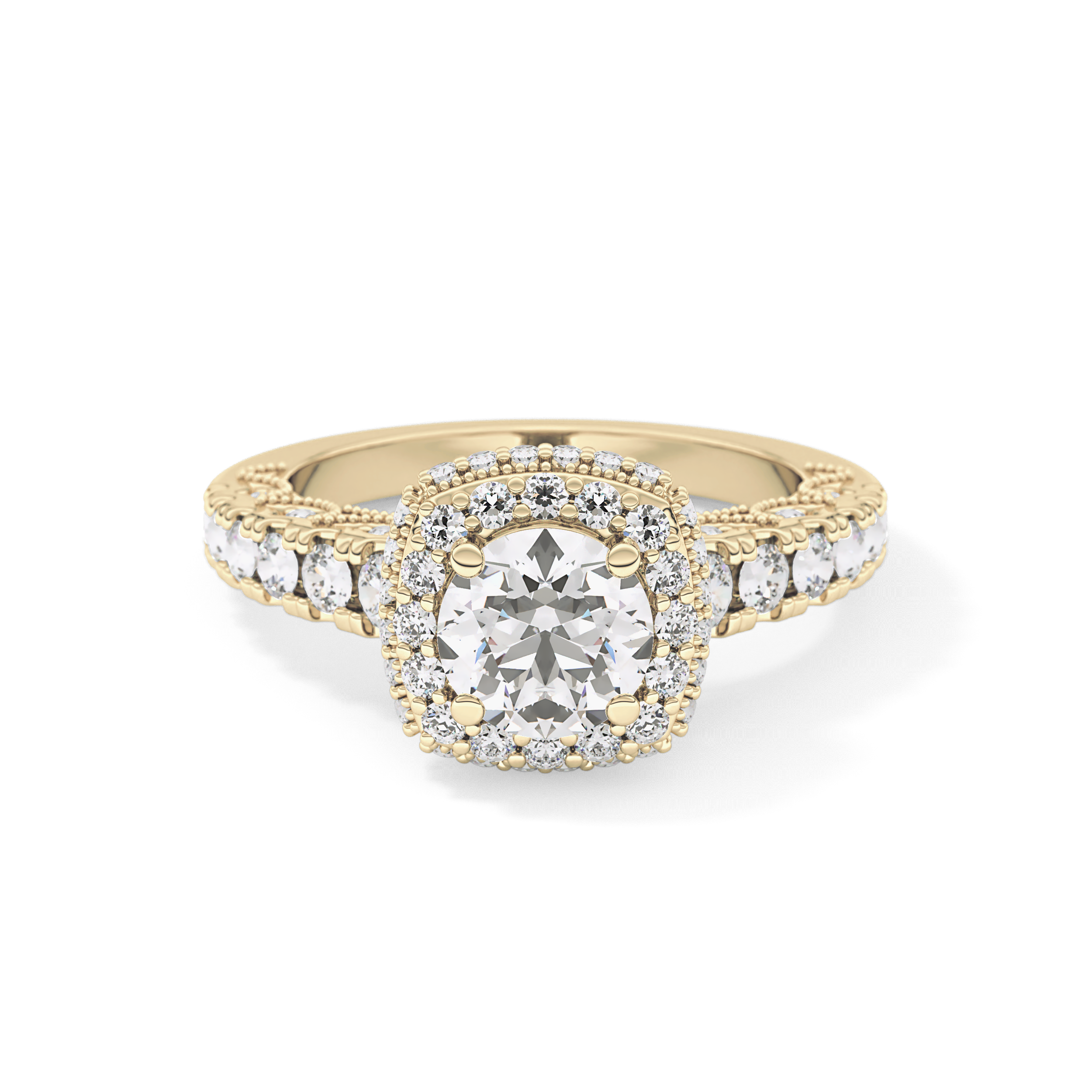 Round Halo & Pave Lab Grown Diamond Engagement Ring
