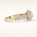 1.15 CT Round Shaped Halo & Pave Moissanite Engagement Ring