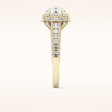 1.15 CT Round Shaped Halo & Pave Moissanite Engagement Ring