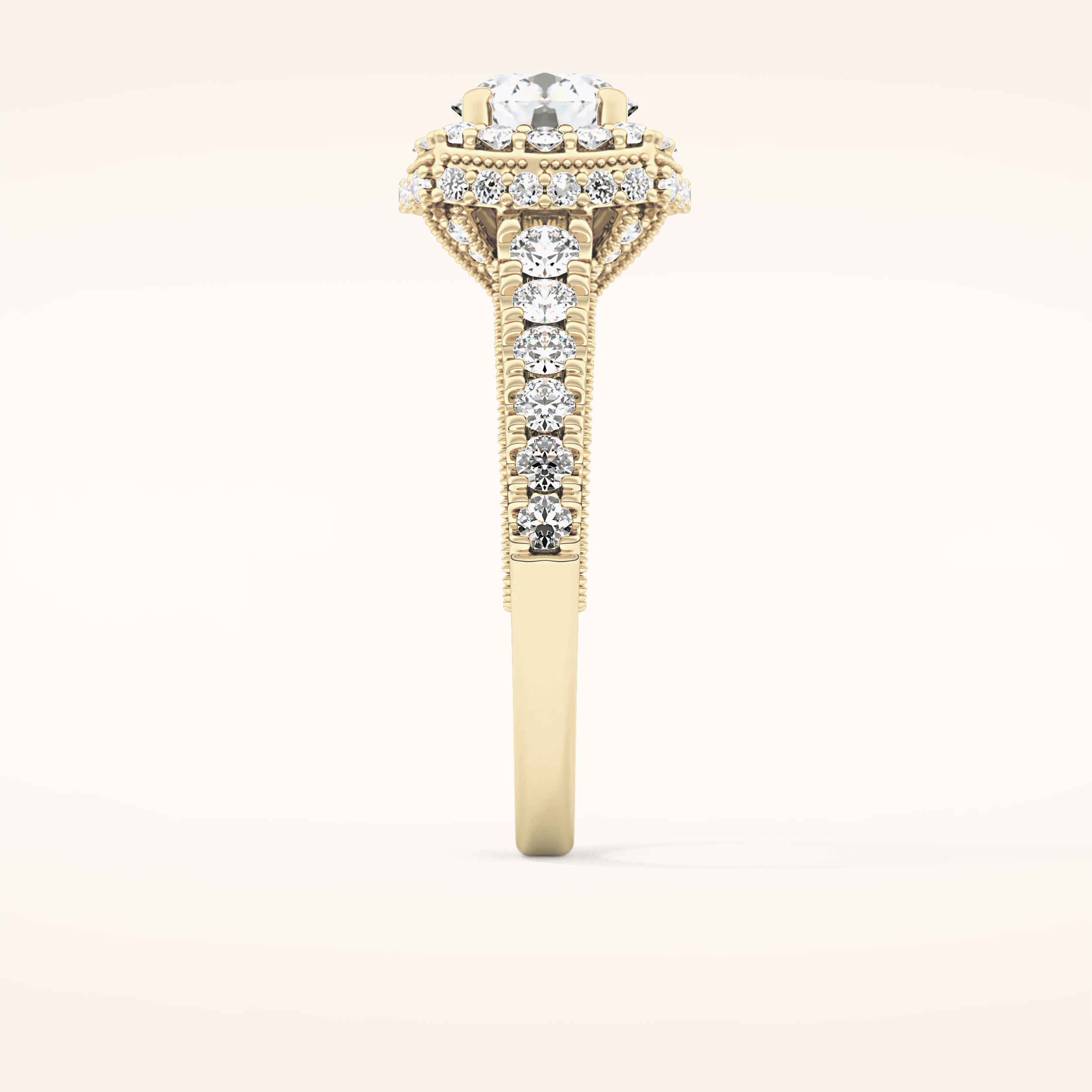 1.15 CT Round Shaped Halo & Pave Moissanite Engagement Ring