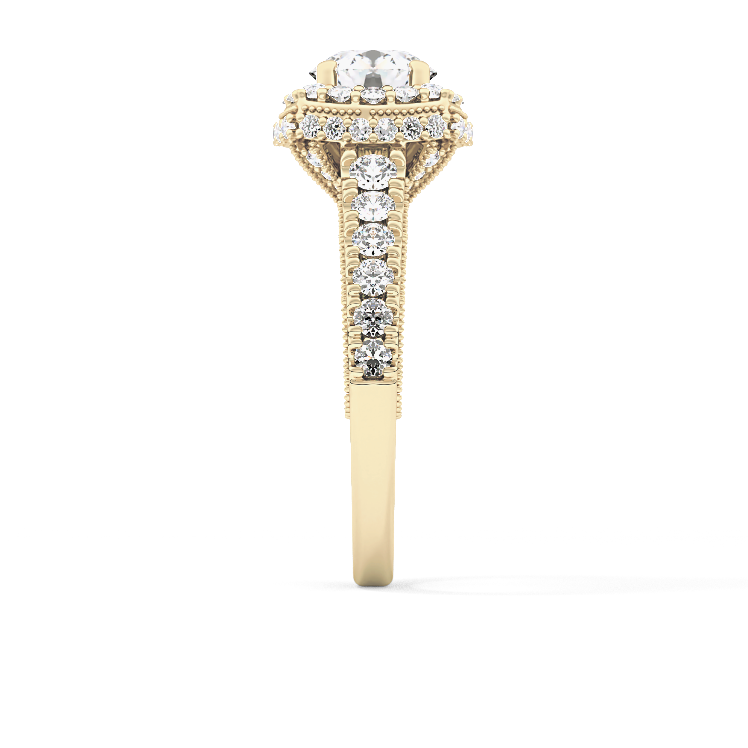 Round Halo & Pave Lab Grown Diamond Engagement Ring