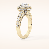 1.15 CT Round Shaped Halo & Pave Moissanite Engagement Ring
