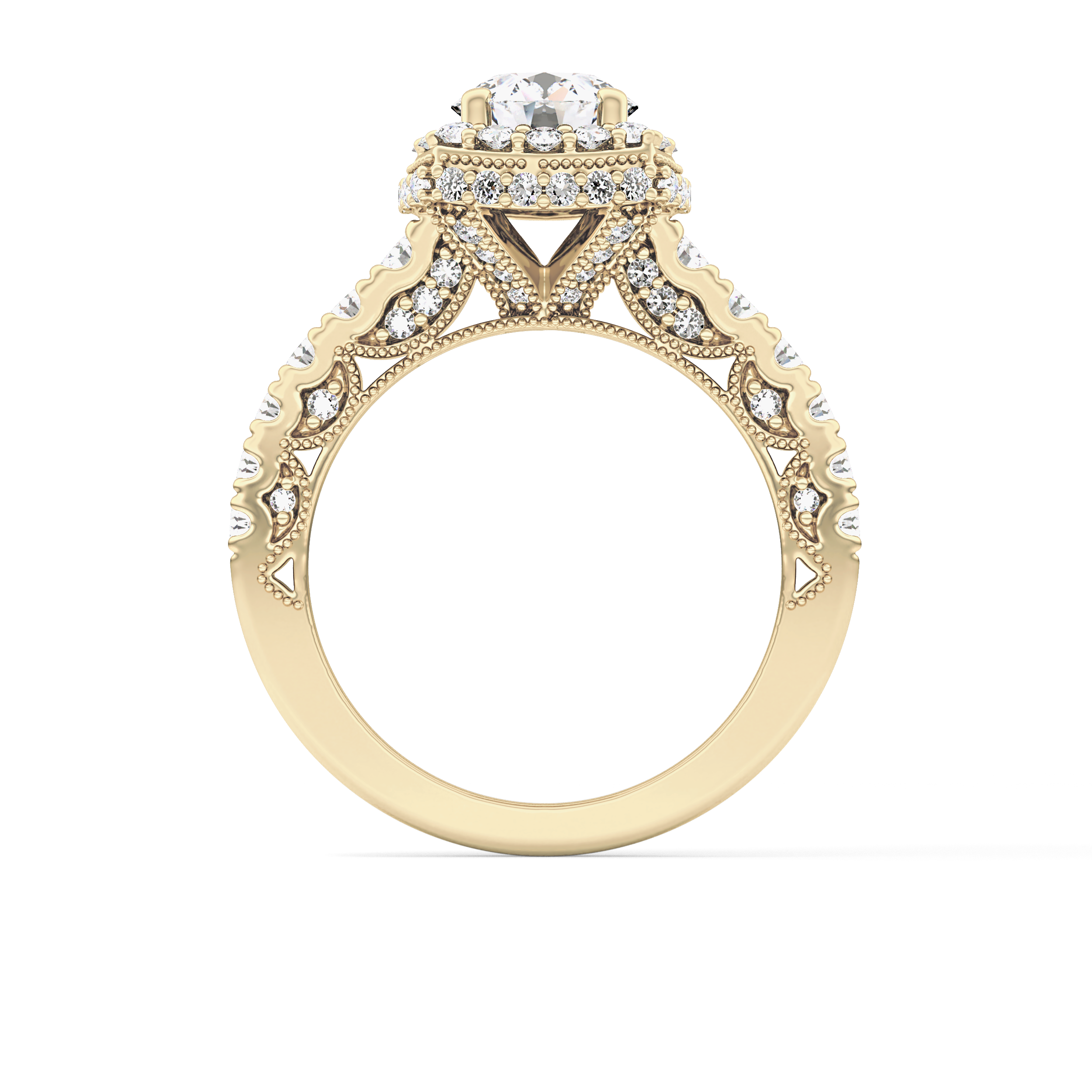 Round Halo & Pave Lab Grown Diamond Engagement Ring