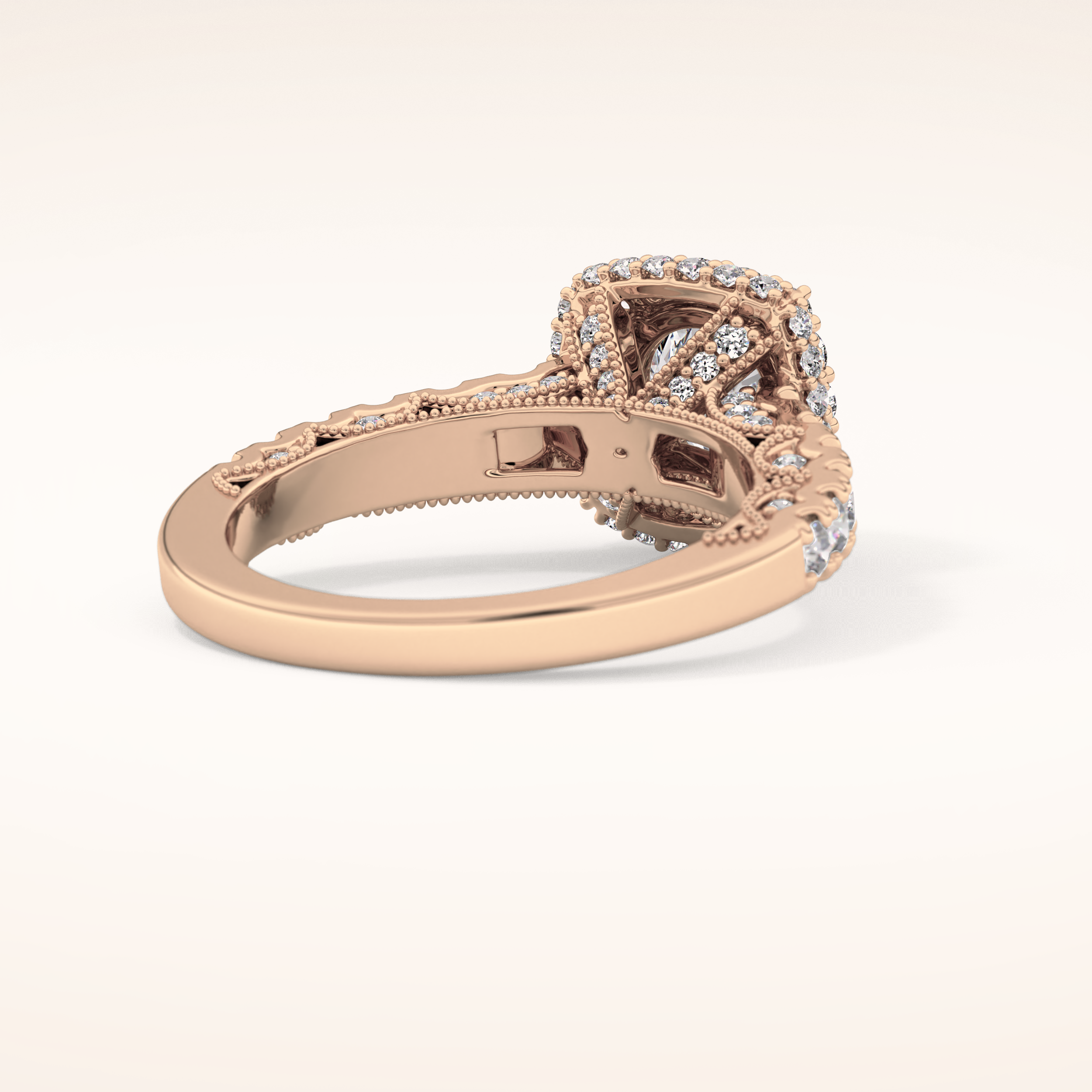 1.15 CT Round Shaped Halo & Pave Moissanite Engagement Ring