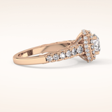 1.15 CT Round Shaped Halo & Pave Moissanite Engagement Ring