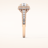 1.15 CT Round Shaped Halo & Pave Moissanite Engagement Ring