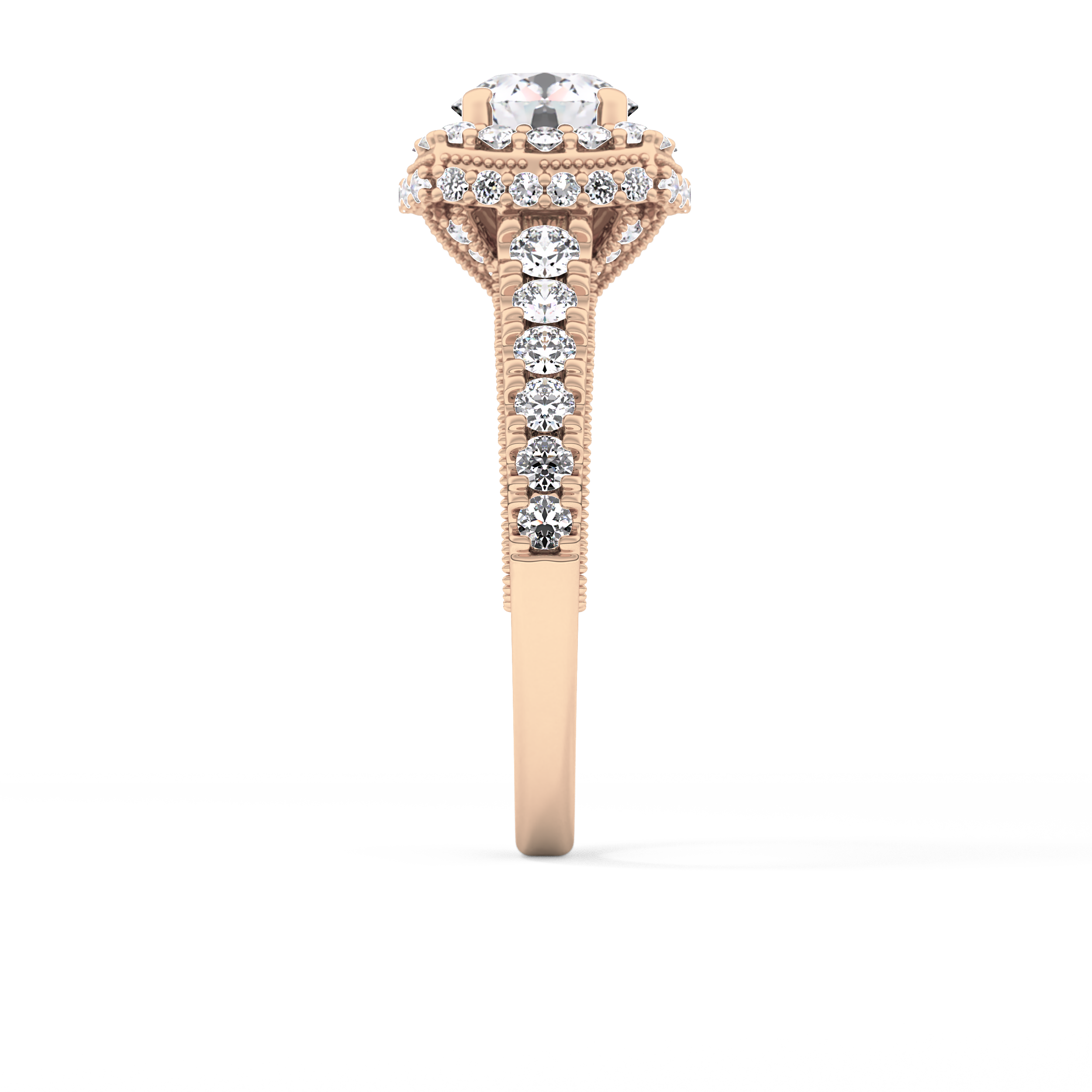Round Halo & Pave Lab Grown Diamond Engagement Ring