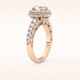 1.15 CT Round Shaped Halo & Pave Moissanite Engagement Ring
