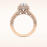 1.15 CT Round Shaped Halo & Pave Moissanite Engagement Ring