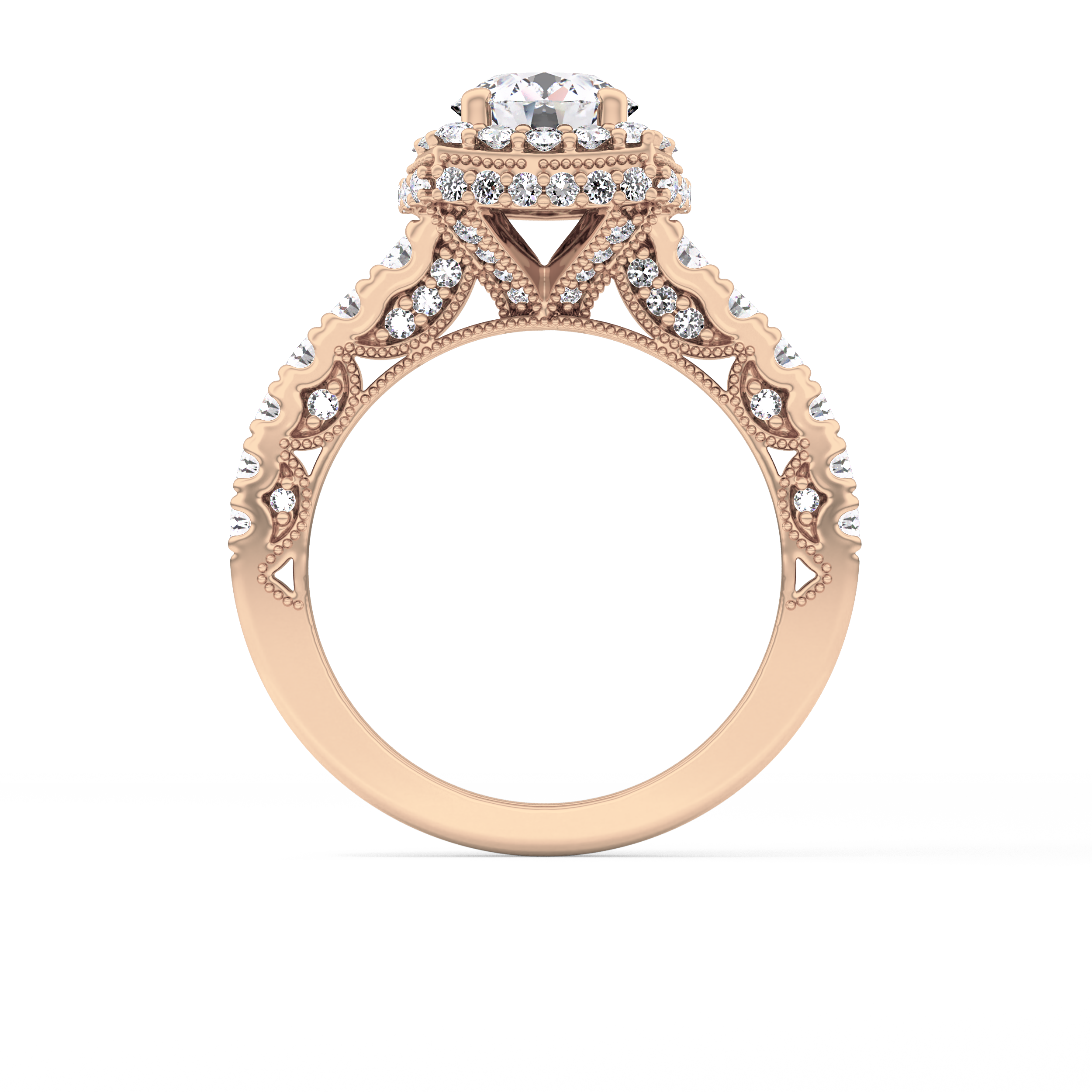 Round Halo & Pave Lab Grown Diamond Engagement Ring