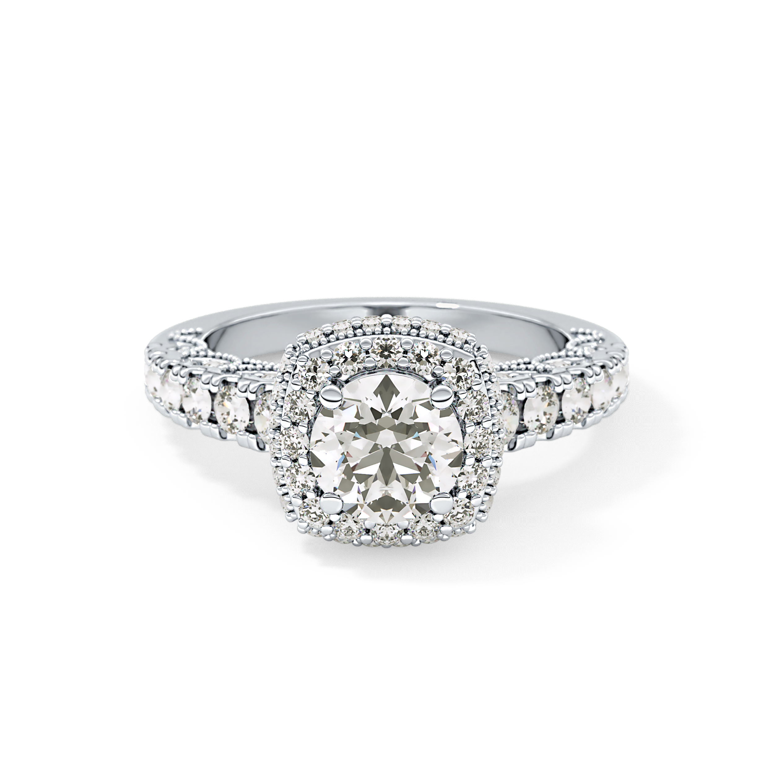 Round Halo & Pave Lab Grown Diamond Engagement Ring