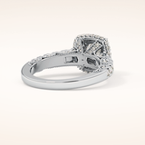 1.15 CT Round Shaped Halo & Pave Moissanite Engagement Ring