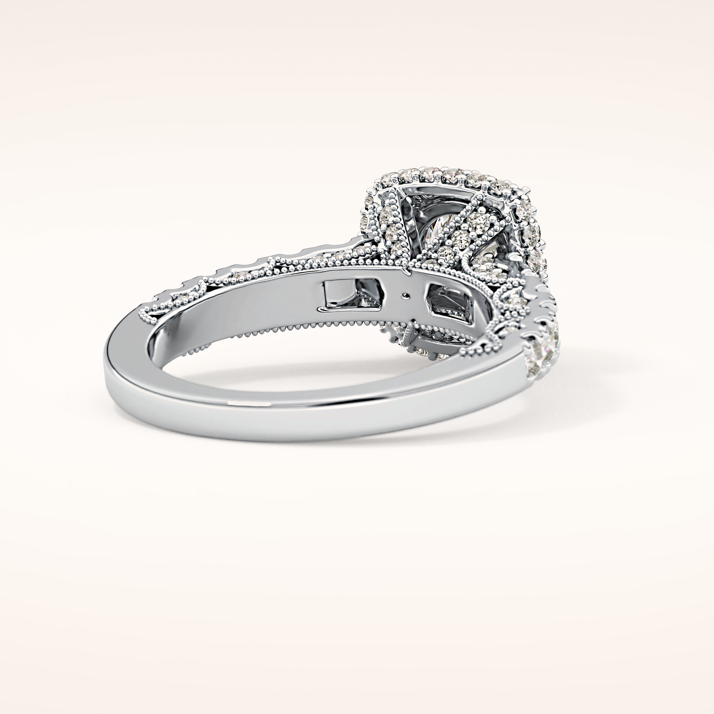 1.15 CT Round Shaped Halo & Pave Moissanite Engagement Ring