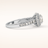 1.15 CT Round Shaped Halo & Pave Moissanite Engagement Ring