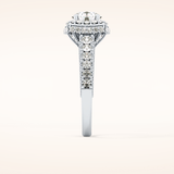 1.15 CT Round Shaped Halo & Pave Moissanite Engagement Ring
