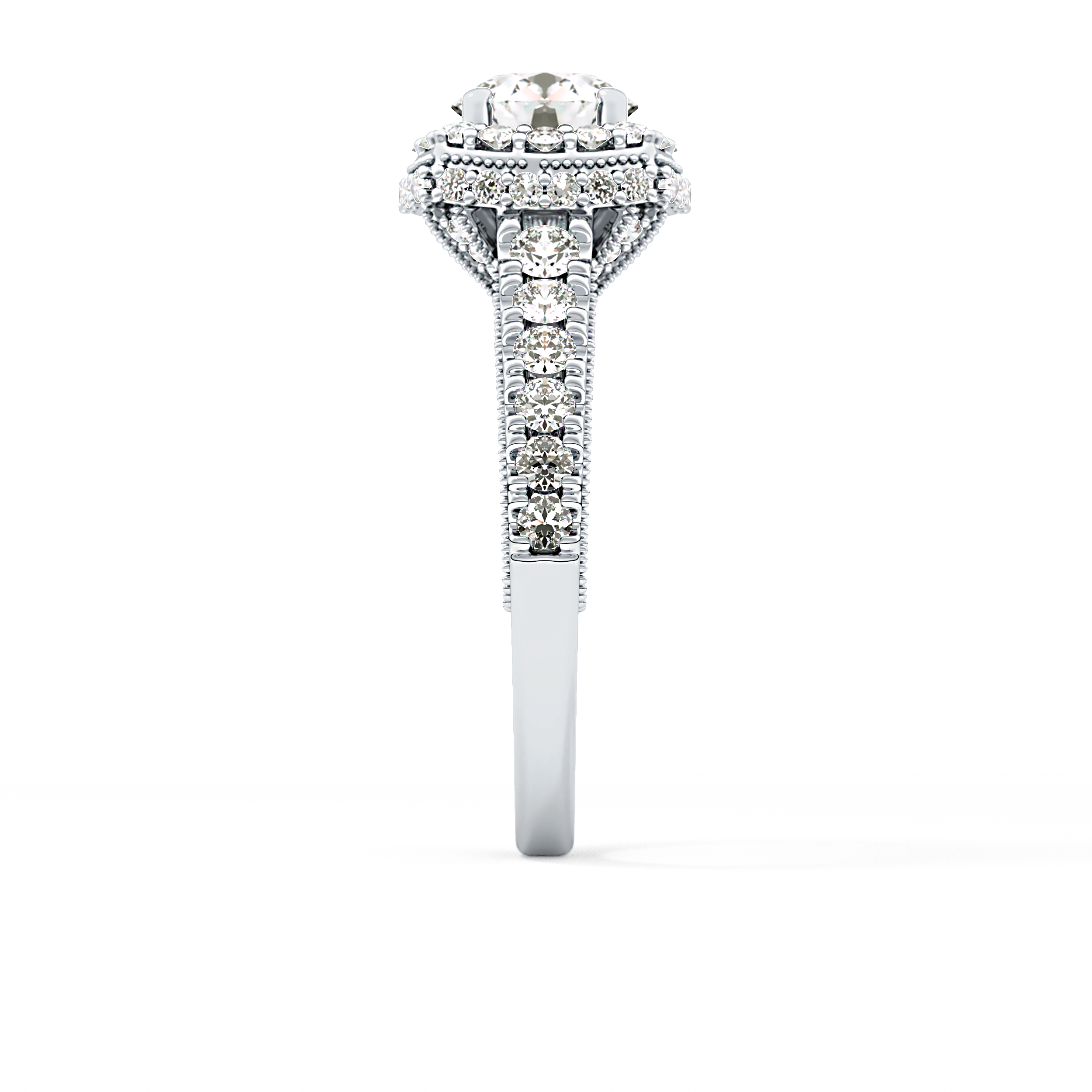 Round Halo & Pave Lab Grown Diamond Engagement Ring