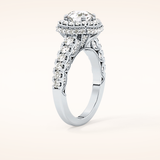 1.15 CT Round Shaped Halo & Pave Moissanite Engagement Ring