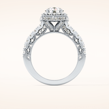 1.15 CT Round Shaped Halo & Pave Moissanite Engagement Ring