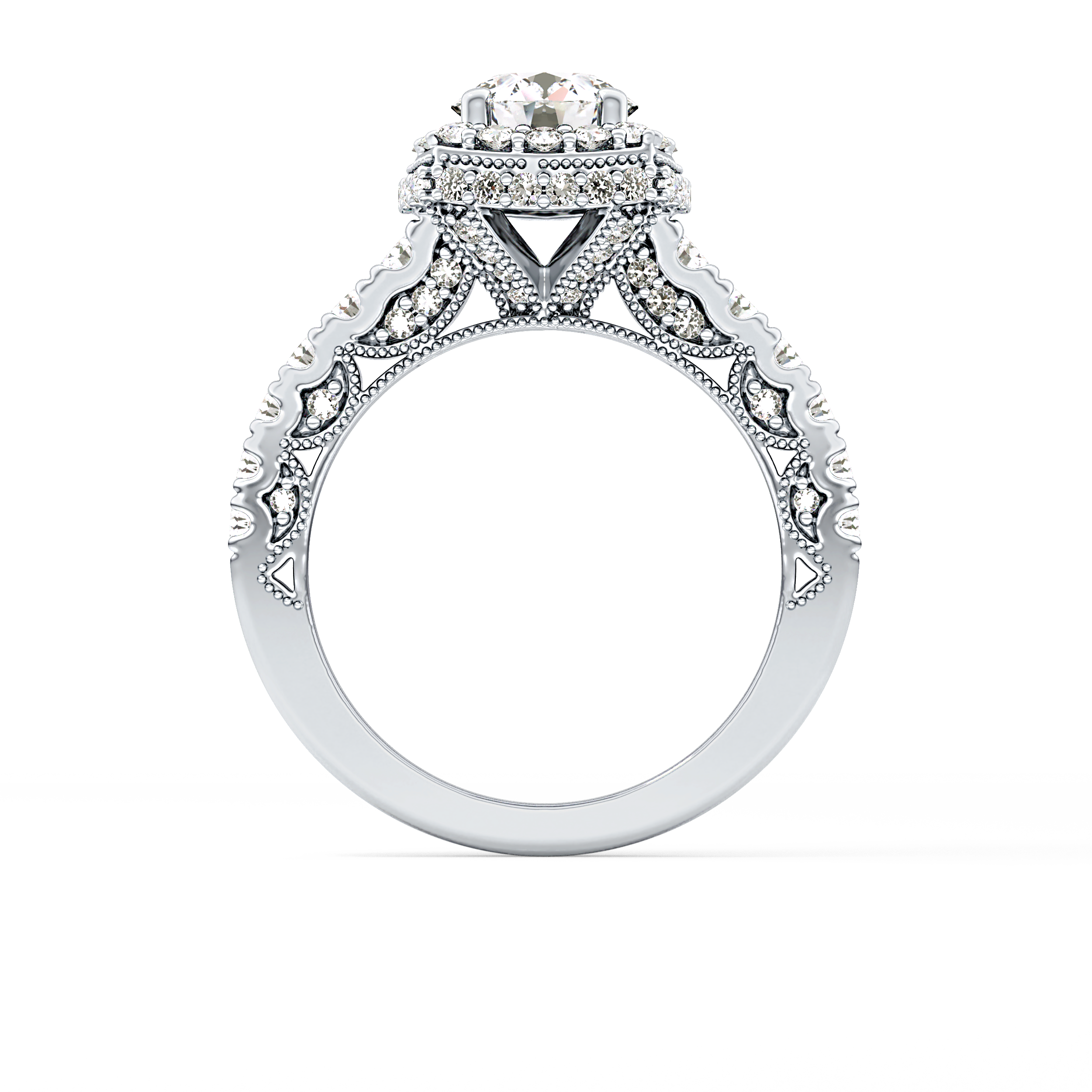 Round Halo & Pave Lab Grown Diamond Engagement Ring