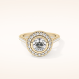 0.84 CT Round Shaped Halo & Pave Moissanite Engagement Ring