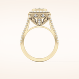 0.84 CT Round Shaped Halo & Pave Moissanite Engagement Ring