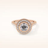 0.84 CT Round Shaped Halo & Pave Moissanite Engagement Ring