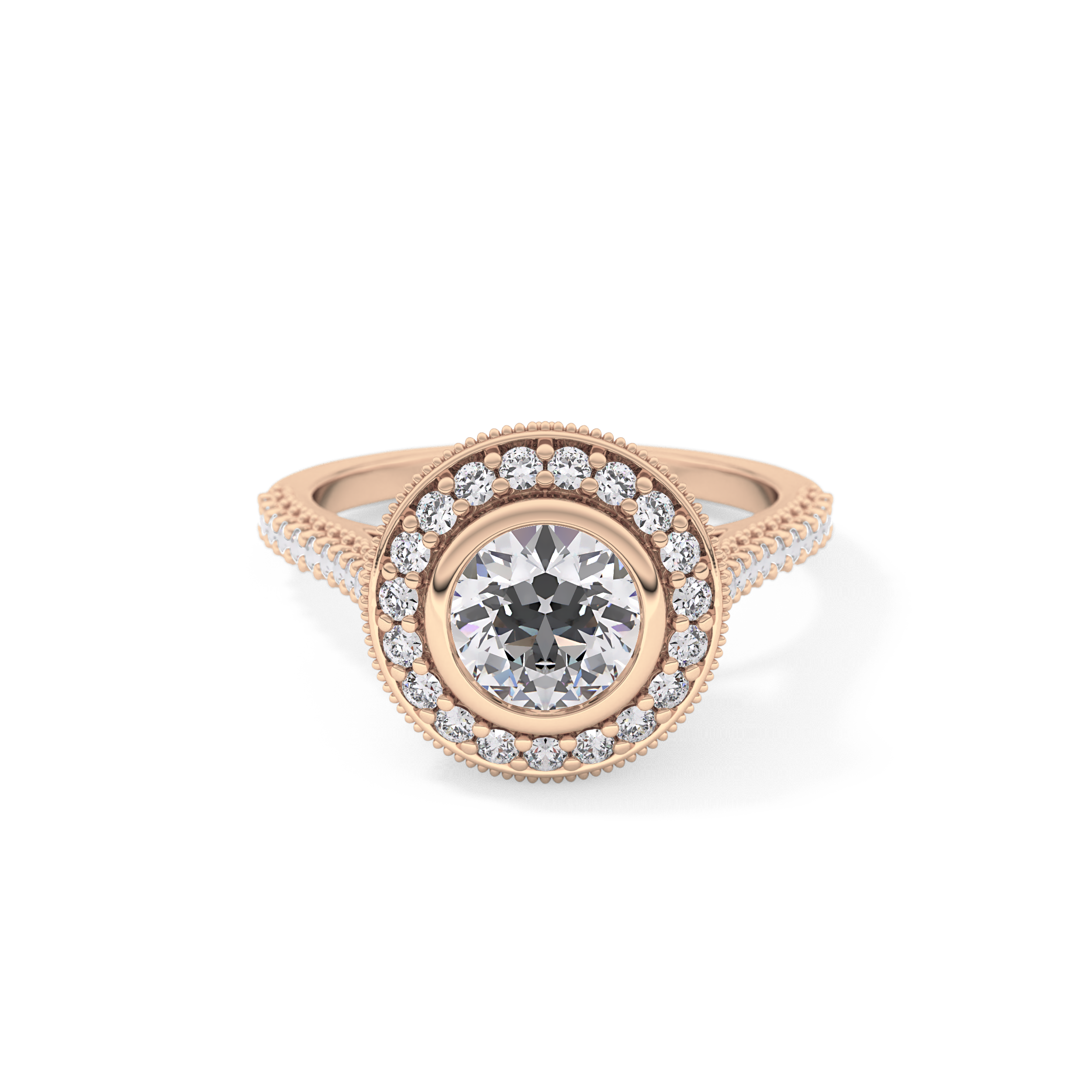 Round Halo & Pave Lab Grown Diamond Engagement Ring