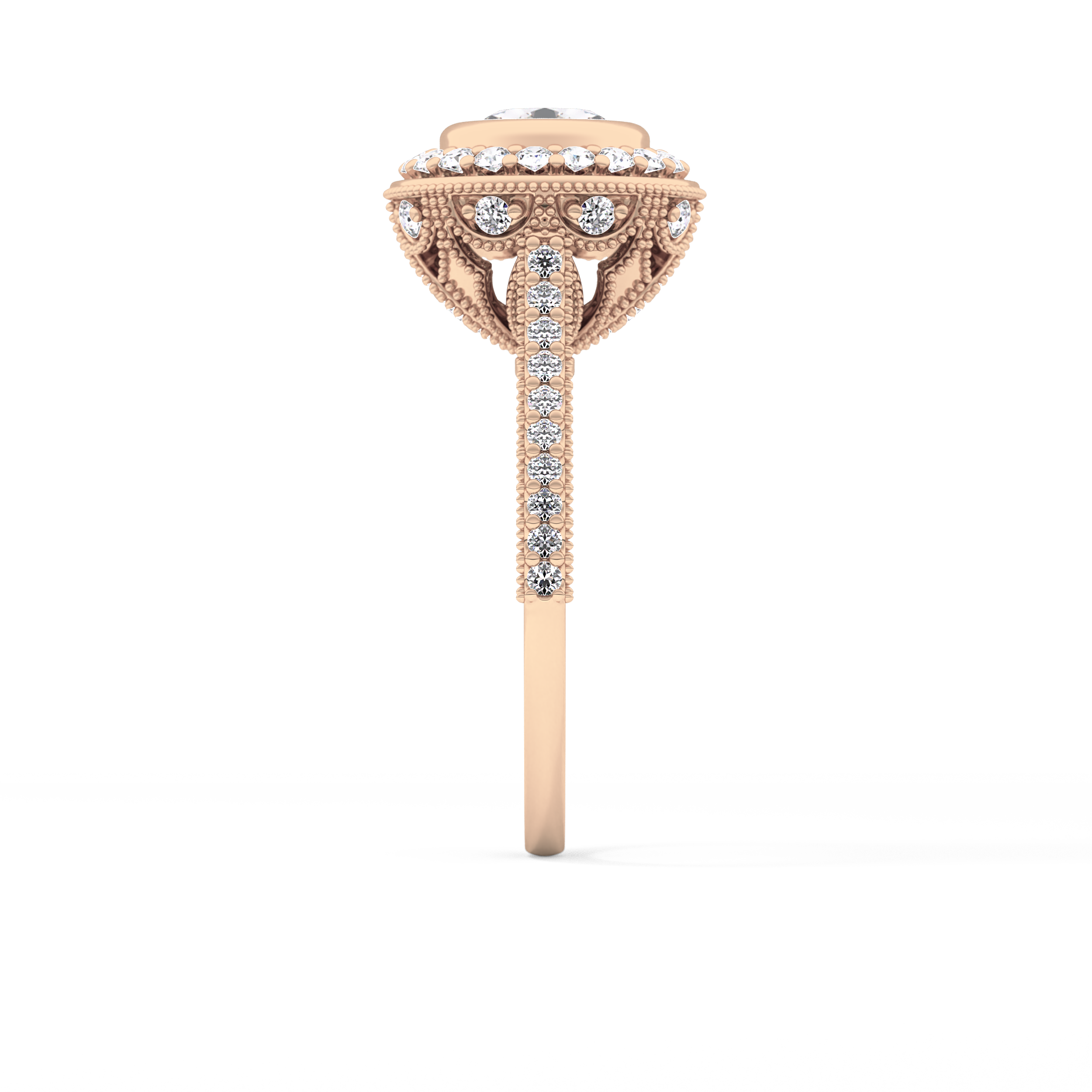 Round Halo & Pave Lab Grown Diamond Engagement Ring