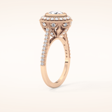 0.84 CT Round Shaped Halo & Pave Moissanite Engagement Ring